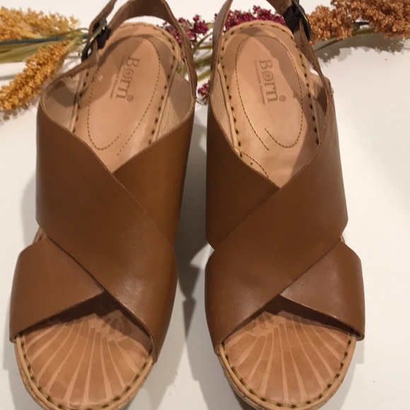 BORN Emmy wedge sandal cork heel open toe buckle - Picture 7 of 8